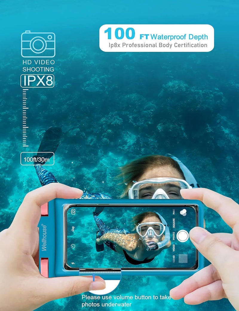 Wellhouse Waterproof Phone Pouch, Waterproof Phone Case for iPhone 16 15 14 13 12 Pro Max XS Samsung, IPX8 3D Cellphone Dry Bag Beach Essentials (1 Pack - Blue7.0, 7 inch) - Image 4